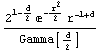 (2^(1 - d/2) ^(-r^2/2) r^(-1 + d))/Gamma[d/2]