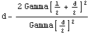 d - (2 Gamma[1/2 + d/2]^2)/Gamma[d/2]^2